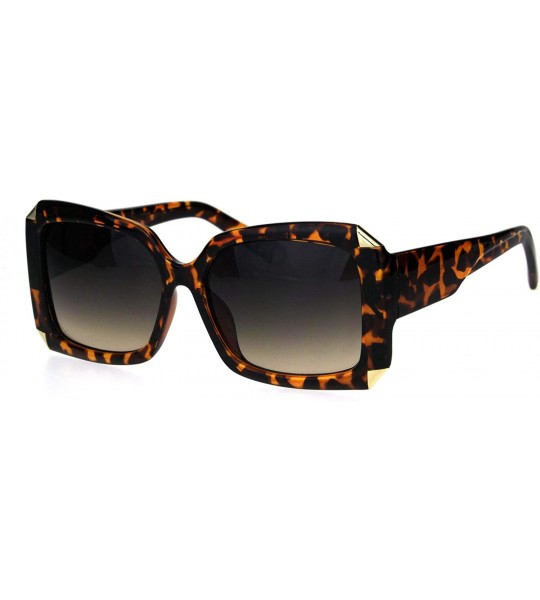 Rectangular Womens Mod Design Elegant Luxury Fashion Rectangular Sunglasses - Tortoise Brown Smoke - C618IDU08RE $23.05