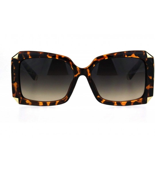 Rectangular Womens Mod Design Elegant Luxury Fashion Rectangular Sunglasses - Tortoise Brown Smoke - C618IDU08RE $23.05