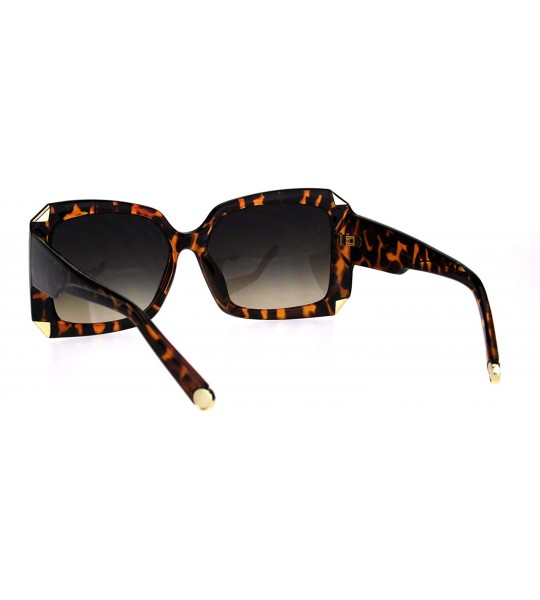 Rectangular Womens Mod Design Elegant Luxury Fashion Rectangular Sunglasses - Tortoise Brown Smoke - C618IDU08RE $23.05