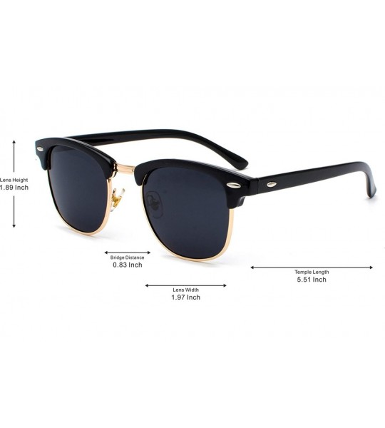 Round Classic Half Frame Sunglasses Fashion Eyeglasses for Men Women - Gold-black - CY18SMNRQK6 $19.56