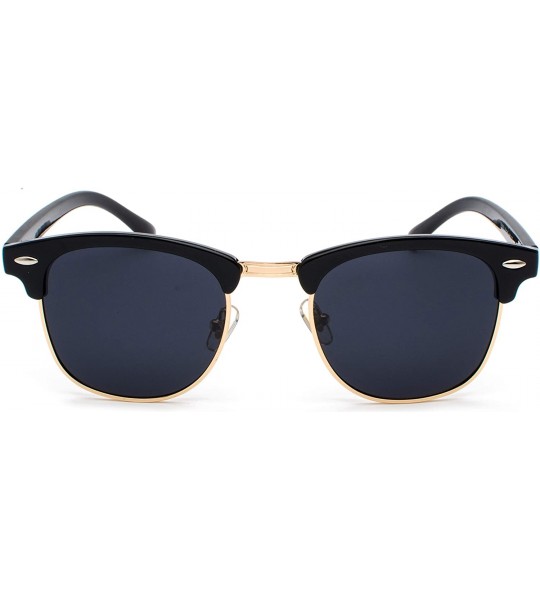 Round Classic Half Frame Sunglasses Fashion Eyeglasses for Men Women - Gold-black - CY18SMNRQK6 $19.56