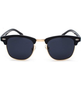 Round Classic Half Frame Sunglasses Fashion Eyeglasses for Men Women - Gold-black - CY18SMNRQK6 $19.56