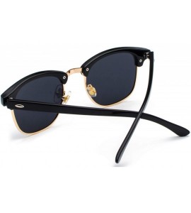 Round Classic Half Frame Sunglasses Fashion Eyeglasses for Men Women - Gold-black - CY18SMNRQK6 $19.56