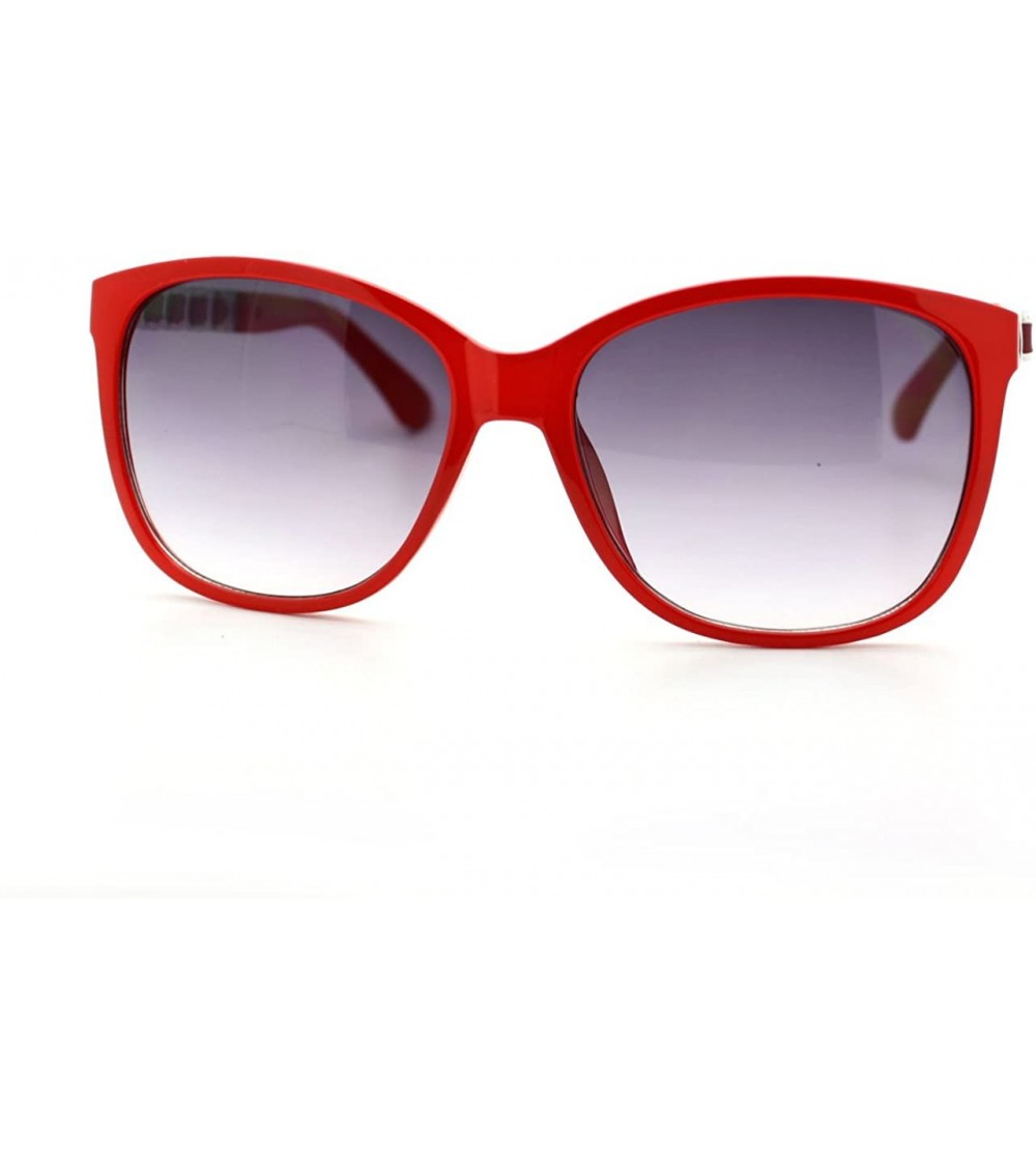 Square Womens Metal Chain Arm Thin Plastic Oversize Horn Rim Style Sunglasses - Red - C211YHUZMZ9 $20.42