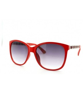 Square Womens Metal Chain Arm Thin Plastic Oversize Horn Rim Style Sunglasses - Red - C211YHUZMZ9 $20.42