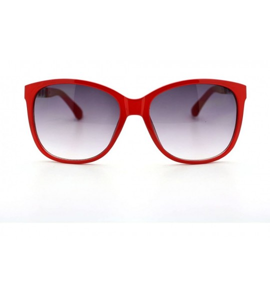 Square Womens Metal Chain Arm Thin Plastic Oversize Horn Rim Style Sunglasses - Red - C211YHUZMZ9 $20.42