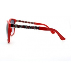 Square Womens Metal Chain Arm Thin Plastic Oversize Horn Rim Style Sunglasses - Red - C211YHUZMZ9 $20.42