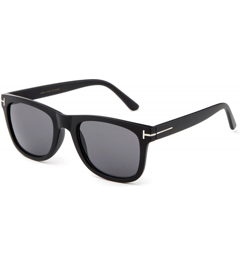 Wayfarer Classic Vintage Design Horned Rim Flash Lenses Squared Sunglasses for Adults - Matte Black - C512I3MIG6N $18.68