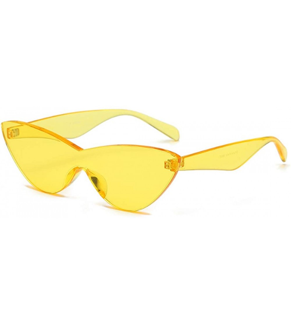 Oversized Unisex half moon Plastic Lenses Candy Colors Cat Eye Sunglasses - Yellow - CK18N78E0DX $19.93