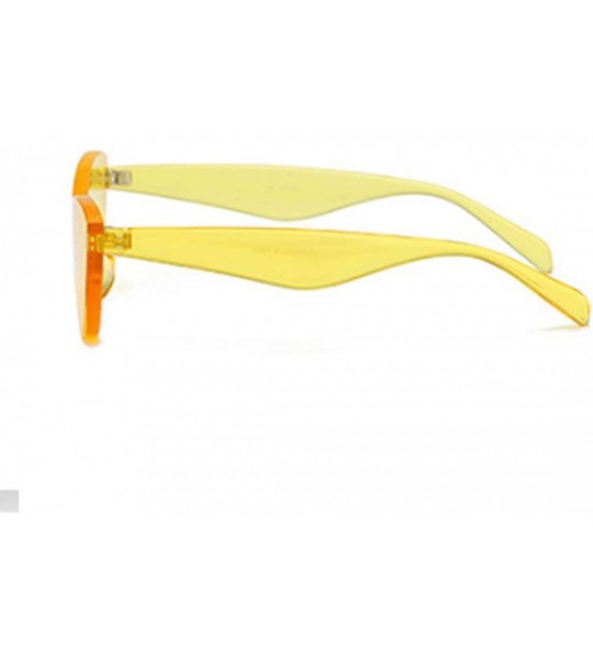 Oversized Unisex half moon Plastic Lenses Candy Colors Cat Eye Sunglasses - Yellow - CK18N78E0DX $19.93