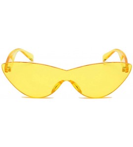 Oversized Unisex half moon Plastic Lenses Candy Colors Cat Eye Sunglasses - Yellow - CK18N78E0DX $19.93