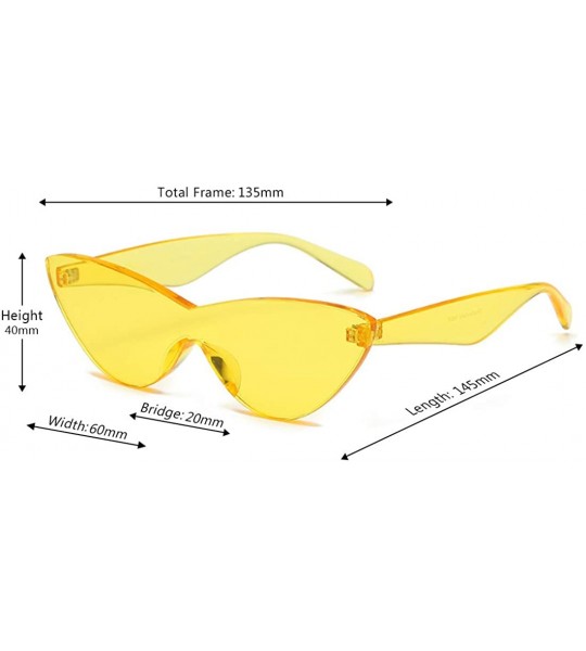 Oversized Unisex half moon Plastic Lenses Candy Colors Cat Eye Sunglasses - Yellow - CK18N78E0DX $19.93