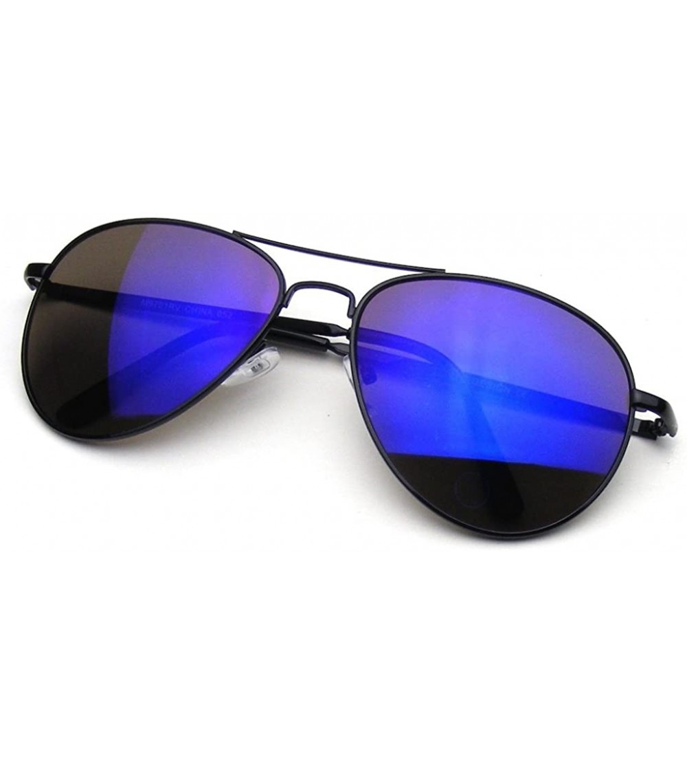 Aviator Flash Mirrored Lens Premium Metal Frame Aviator Sunglasses - Black - C011V1KVZUJ $18.66