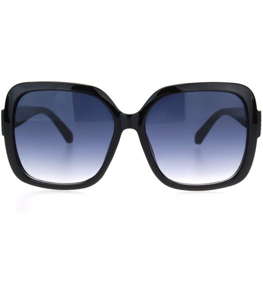 Rectangular Womens Chic Squared Rectangular Butterfly Plastic Sunglasses - Black Smoke - C618OQWE8OM $23.62