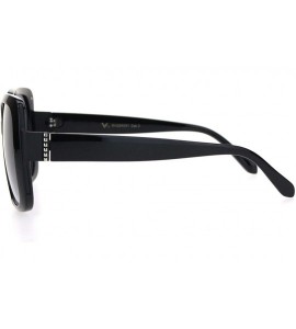 Rectangular Womens Chic Squared Rectangular Butterfly Plastic Sunglasses - Black Smoke - C618OQWE8OM $23.62