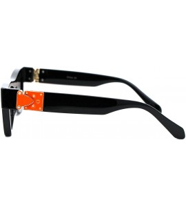 Rectangular Womens Designer Style Sunglasses Thick Triangular Frame Modern Shades - Black Orange (Black) - CL18XDYITU2 $21.98