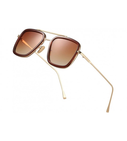 Square Retro Square Aviator Sunglasses for Men Women Classic Tony Stark Sunglasses Square Pilot Shades - CE18ZCRIY24 $24.92