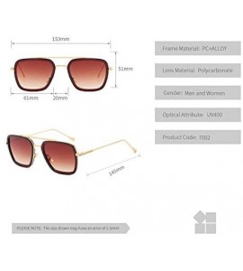 Square Retro Square Aviator Sunglasses for Men Women Classic Tony Stark Sunglasses Square Pilot Shades - CE18ZCRIY24 $24.92