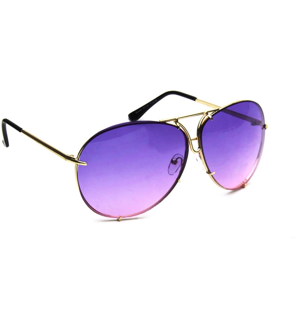 Aviator Oversized Aviator Sunglasses Color Tinted Gradient Lens Metal Twirl - Purple - CJ18EQ94R7T $20.44