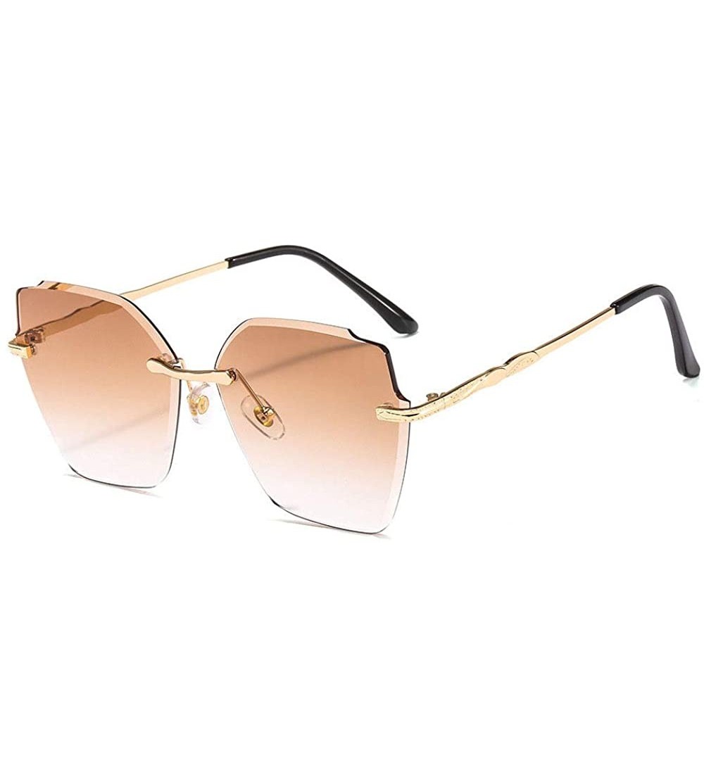 Rimless Rimless Cut Edge Irregular Ocean Slice Sunglasses for Ladies - 5 - CM198UL5TZL $45.44