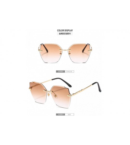 Rimless Rimless Cut Edge Irregular Ocean Slice Sunglasses for Ladies - 5 - CM198UL5TZL $45.44