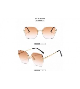 Rimless Rimless Cut Edge Irregular Ocean Slice Sunglasses for Ladies - 5 - CM198UL5TZL $45.44