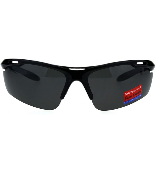 Sport Polarized Antiglare Mens Runners Half Rim Sport Light Weight Sunglasses - Black Blue Black - CN18G6I3M4D $22.44