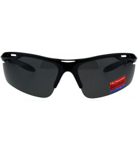 Sport Polarized Antiglare Mens Runners Half Rim Sport Light Weight Sunglasses - Black Blue Black - CN18G6I3M4D $22.44