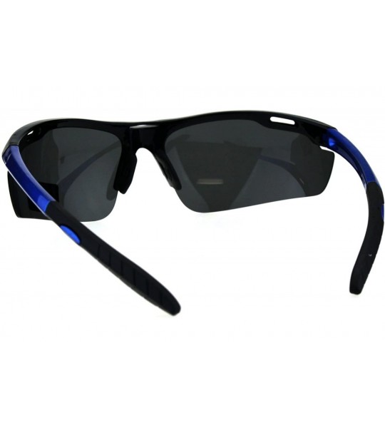 Sport Polarized Antiglare Mens Runners Half Rim Sport Light Weight Sunglasses - Black Blue Black - CN18G6I3M4D $22.44