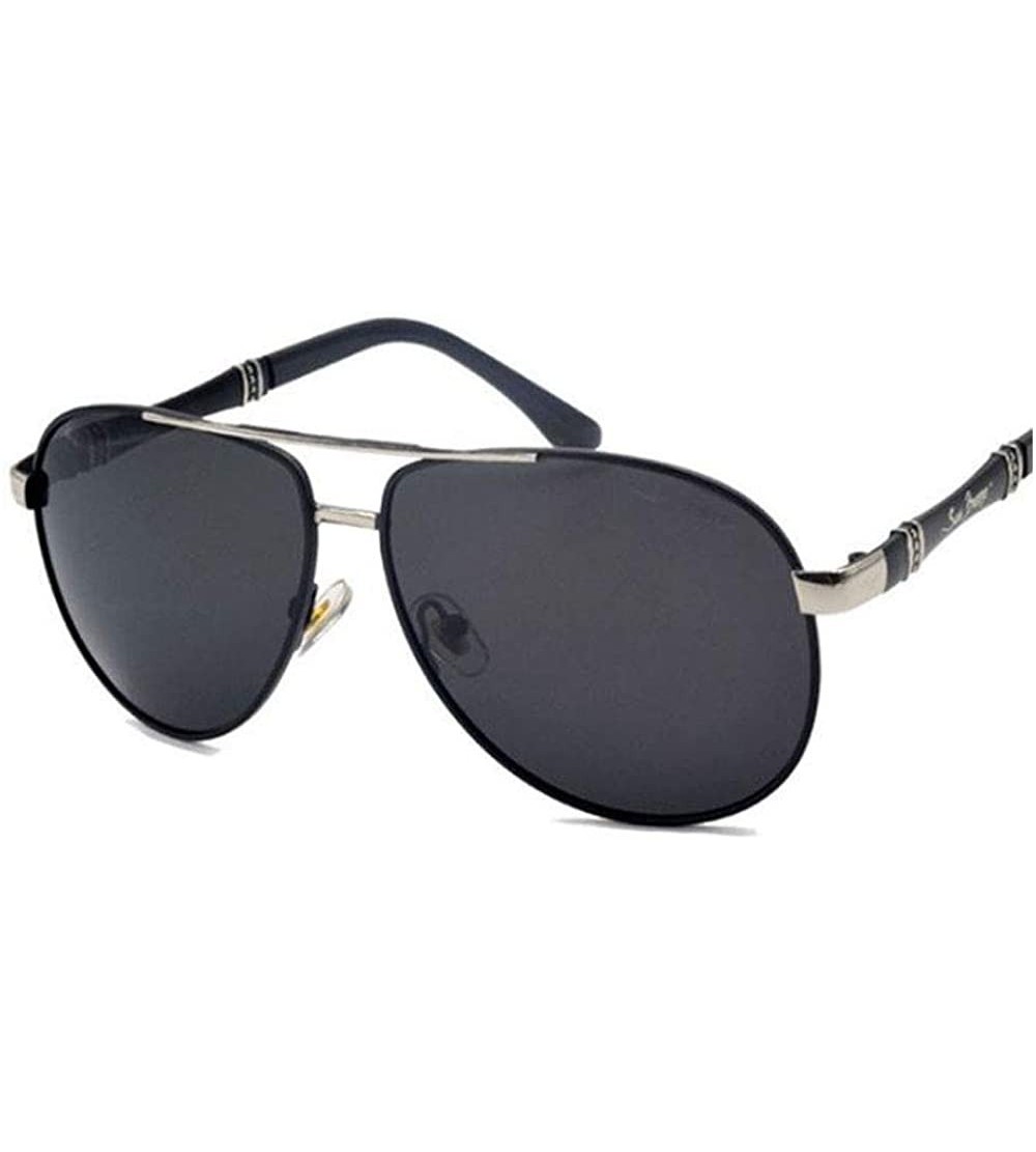 Oval Men's Sunglasses Polarized Sunglasses Metal Framework - Black and Silver - C218WWC8RQ0 $23.81