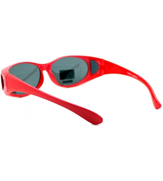 Oval Polarized Lens Fit Over Glasses Sunglasses Womens Oval Frame Rhinestones - Red - CY12HFY850R $19.27