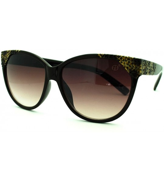 Butterfly High Fashion Sunglasses Womens Round Butterfly Frame Designer Quality - Black Gold - CS11E9RWNXT $22.75