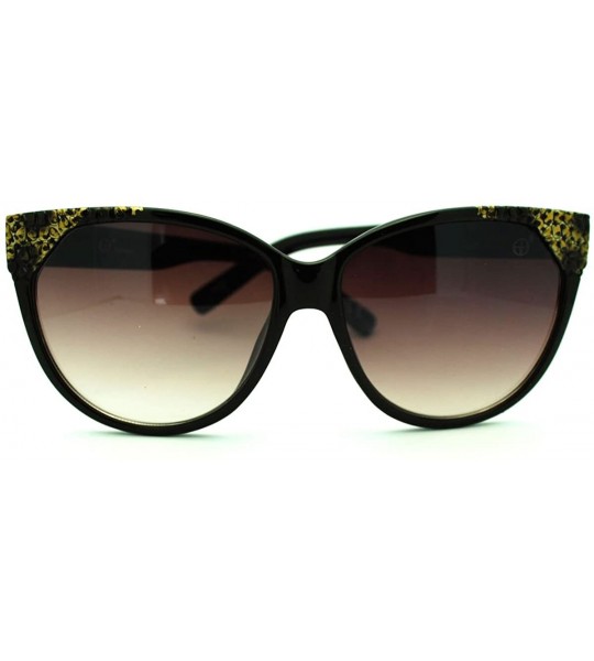 Butterfly High Fashion Sunglasses Womens Round Butterfly Frame Designer Quality - Black Gold - CS11E9RWNXT $22.75