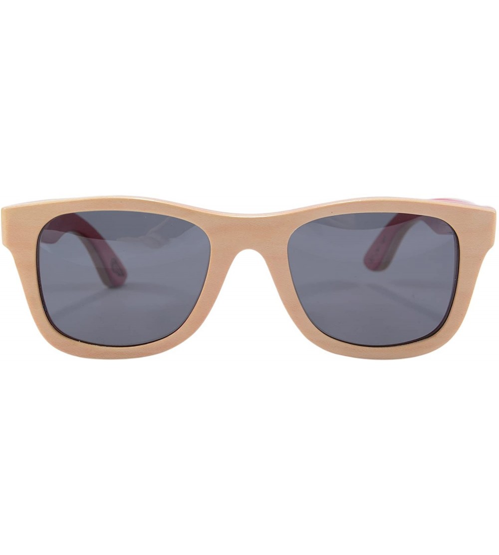 Wayfarer Polarized Wooden Sunglasses Skateboard Wood Summer Glasses UV400 Protection Outdoor Sports Sunglasses-SG68004 - CI18...