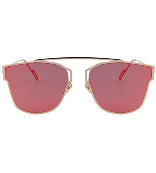 Semi-rimless Women Cat Eye UV400 Sunglasses Classic Shades Coating Mirror Sunglasses - Red - CT17Z74OZIZ $23.59