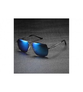 Rectangular Oversized Square Pilot Polarized Sunglasses for Men Driving UV400 Protection - Metal Blue - C518O4A67G5 $25.95