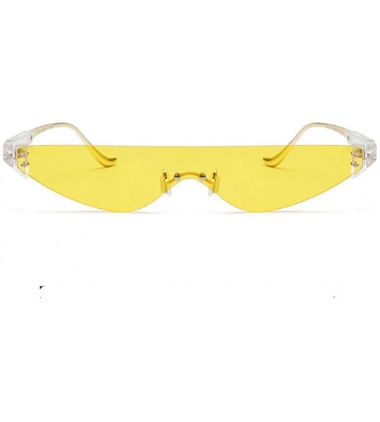 Rectangular 2019 New Fashion Small Rectangle Sunglasses Women Ultralight Candy Color Rimless Ocean Sun Glasse - Yellow - CD18...