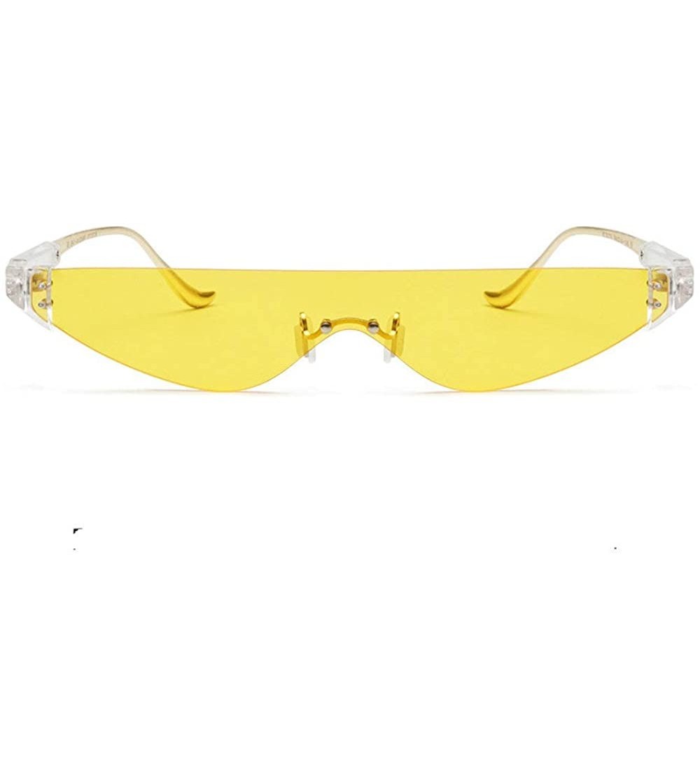 Rectangular 2019 New Fashion Small Rectangle Sunglasses Women Ultralight Candy Color Rimless Ocean Sun Glasse - Yellow - CD18...