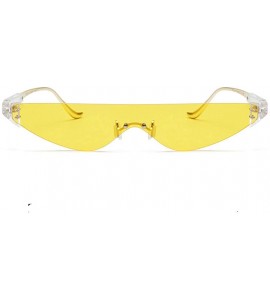 Rectangular 2019 New Fashion Small Rectangle Sunglasses Women Ultralight Candy Color Rimless Ocean Sun Glasse - Yellow - CD18...