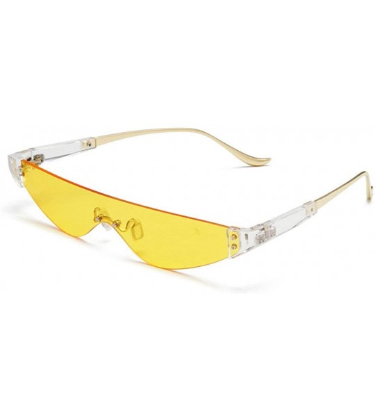 Rectangular 2019 New Fashion Small Rectangle Sunglasses Women Ultralight Candy Color Rimless Ocean Sun Glasse - Yellow - CD18...