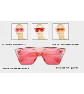 Rimless Super Flat Top Square Pointed Cat Eye Candy Colored Crystal Sunglasses Transparent Frame - Red Frame - Red - CH18EXIM...