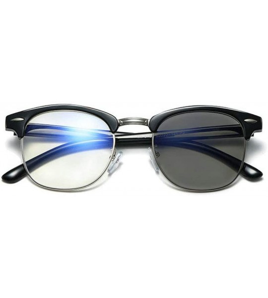 Round Fashion Photochromic Sunglasses Reading Glasses - Black Silver - C618R30HOZC $38.22