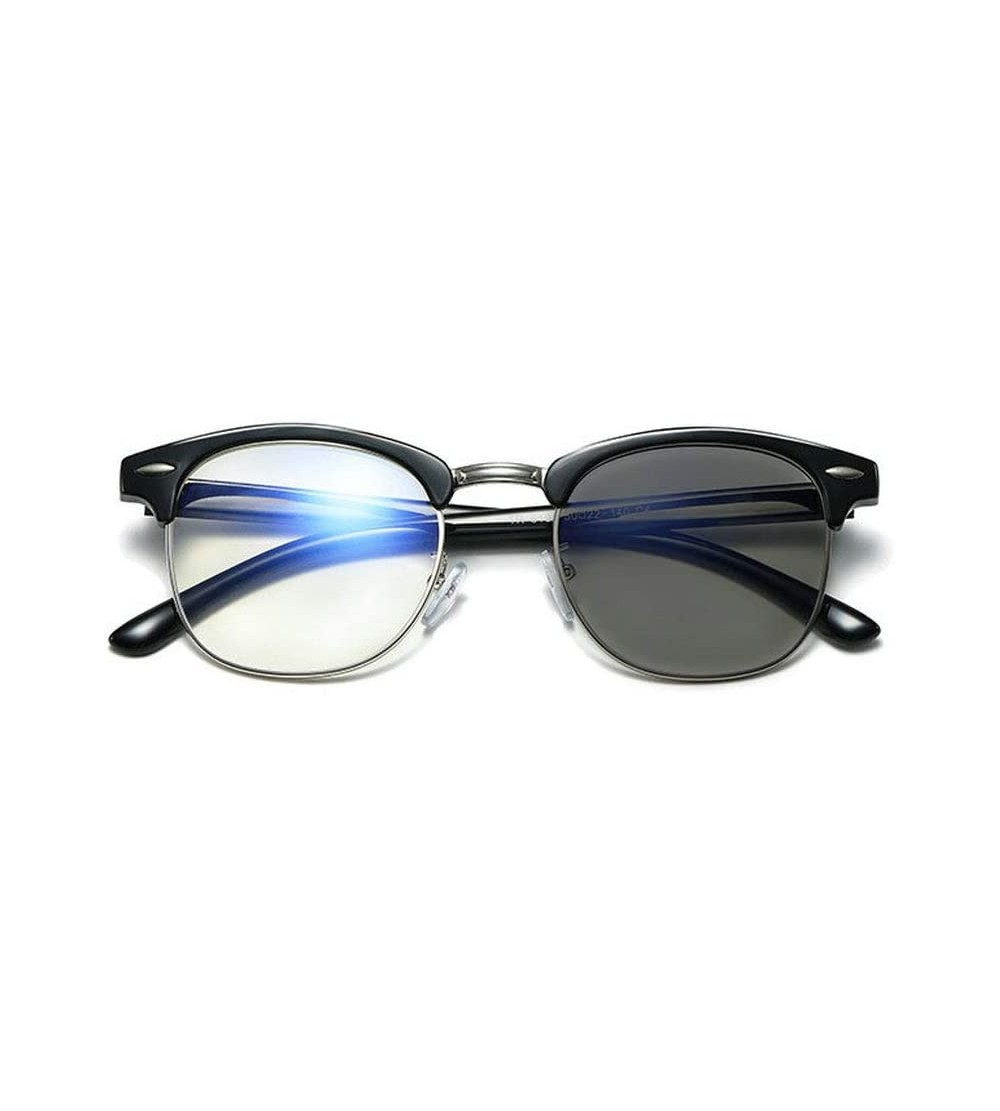 Round Fashion Photochromic Sunglasses Reading Glasses - Black Silver - C618R30HOZC $38.22
