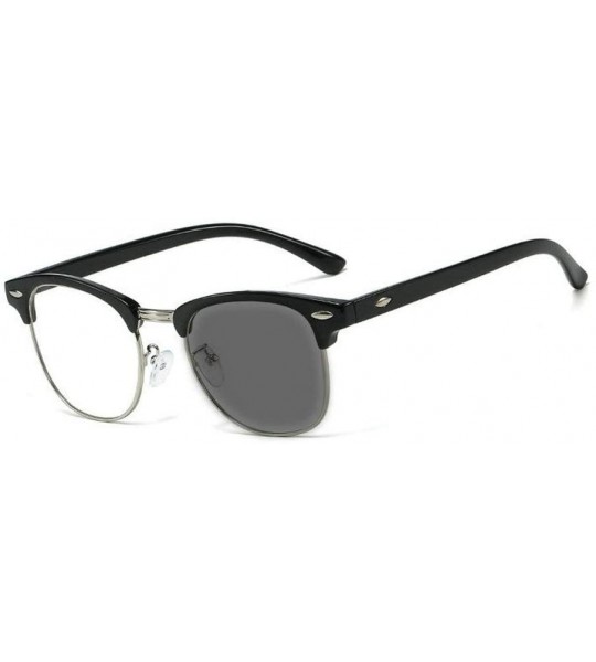 Round Fashion Photochromic Sunglasses Reading Glasses - Black Silver - C618R30HOZC $38.22