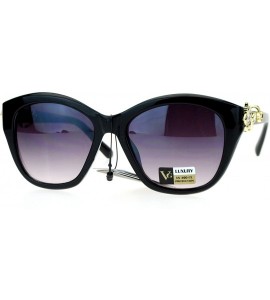 Butterfly Rhinestone Ivy Floral Butterfly Jewelry Trim Oversize Cat Eye Sunglasses - Black - CY124UYUGN9 $18.79