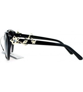 Butterfly Rhinestone Ivy Floral Butterfly Jewelry Trim Oversize Cat Eye Sunglasses - Black - CY124UYUGN9 $18.79