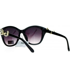 Butterfly Rhinestone Ivy Floral Butterfly Jewelry Trim Oversize Cat Eye Sunglasses - Black - CY124UYUGN9 $18.79