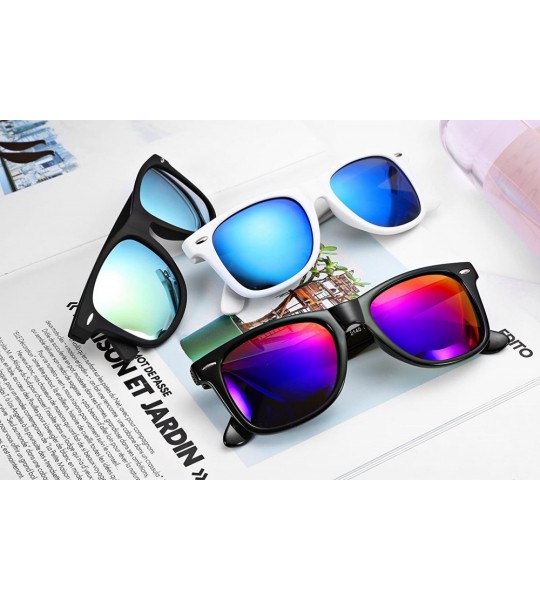 Wayfarer Great Classic Polarized Sunglasses Men Women HD Lens B1858 - White-blue Mirrored Lens - CJ12LUHOCRP $24.03