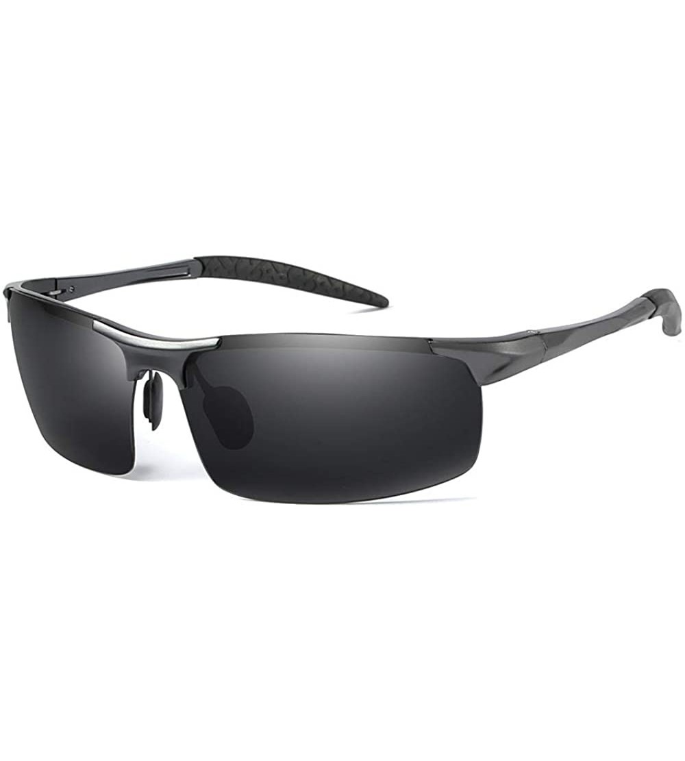 Square Men's Polarized Sports Riding Glasses Smart Photochromic Glasses - Light Black Grey C2 - CG1905EMM5Y $31.71