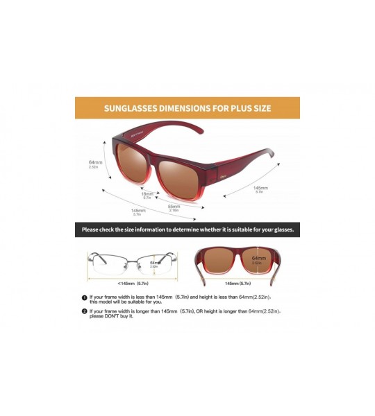 Sport Unisex Wear Over Prescription Glasses Rx Glasses Polarized Sunglasses 8956 - Plus Wine Red Frame Brown Lens - CY18QK74E...